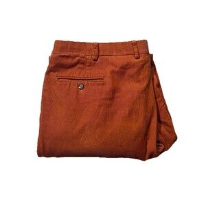 Ben Silver Charleston Corduroy Pants Pleated Trousers Orange 42x31 Made In Italy